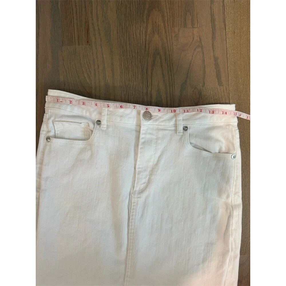 LOFT Outlet Skirt Womens Size 4 White Denim Midi High Rise 5-Pocket - Picture 5 of 8